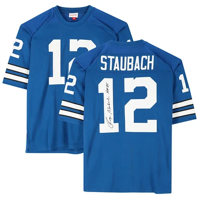 Roger Staubach Dallas Cowboys Autographed Blue Authentic Mitchell & Ness Jersey with "HOF 85" Inscription