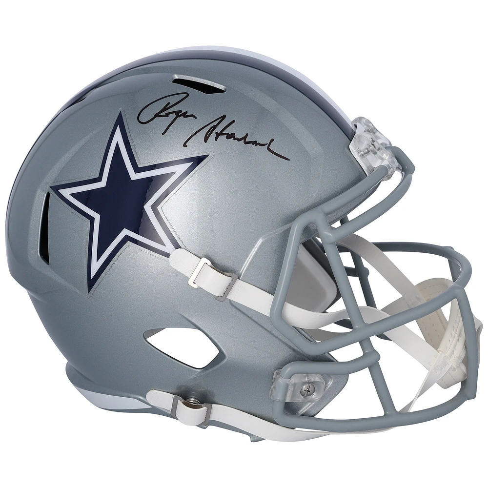 Casque réplique autographié Riddell Speed ​​des Dallas Cowboys par Roger Staubach