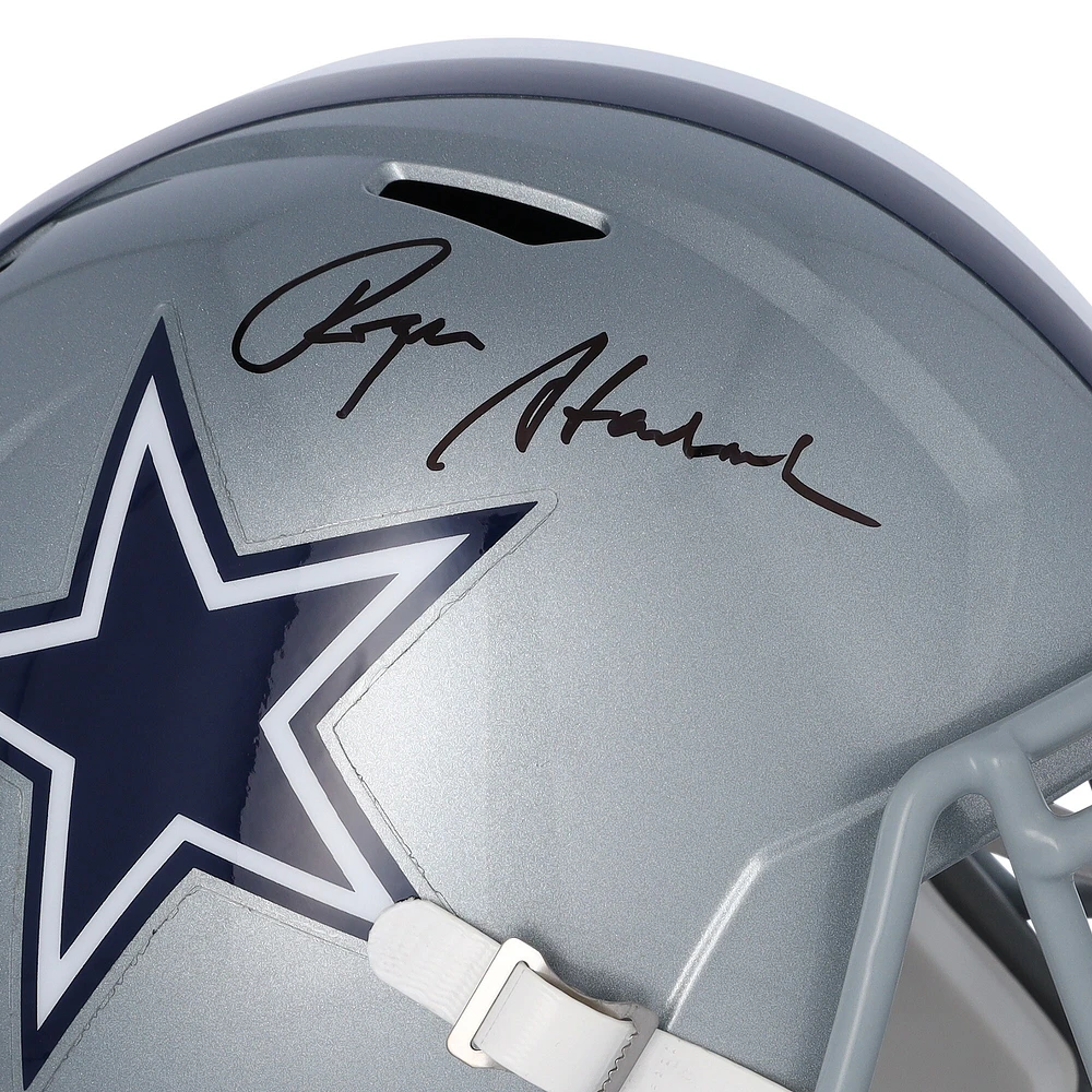 Casque réplique autographié Riddell Speed ​​des Dallas Cowboys par Roger Staubach
