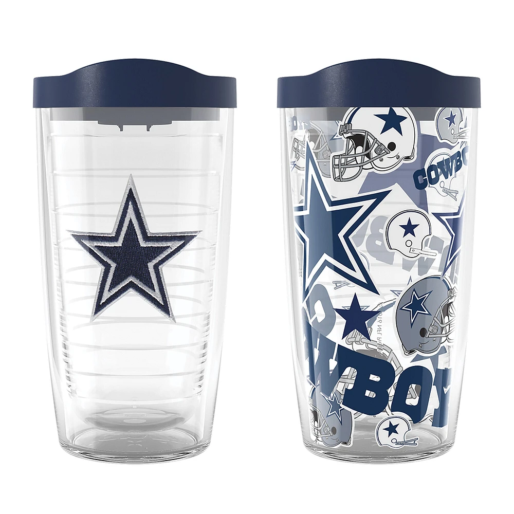 Tervis Dallas Cowboys paquet de deux 16oz. Ensemble de gobelets classiques Allover