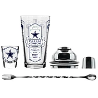 The Sports Vault Dallas Cowboys Ensemble de cinq verres à shot et verres à mélange pour barman