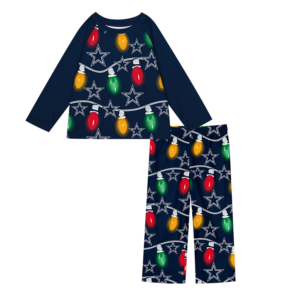 Toddler Dallas Cowboys Two-Piece Garland Holiday Long Sleeve Pajama Set