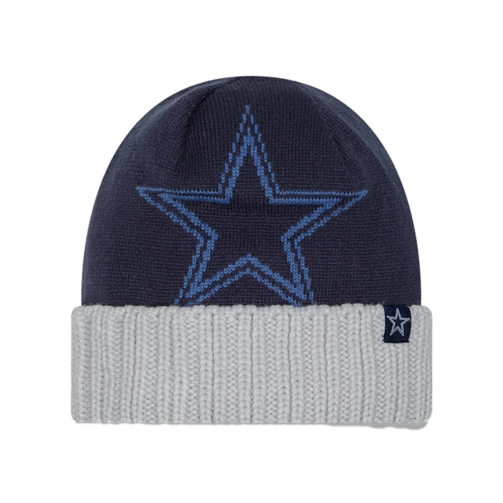 Bonnet en tricot à revers surdimensionné bleu marine Dallas Cowboys de New Era pour tout-petit