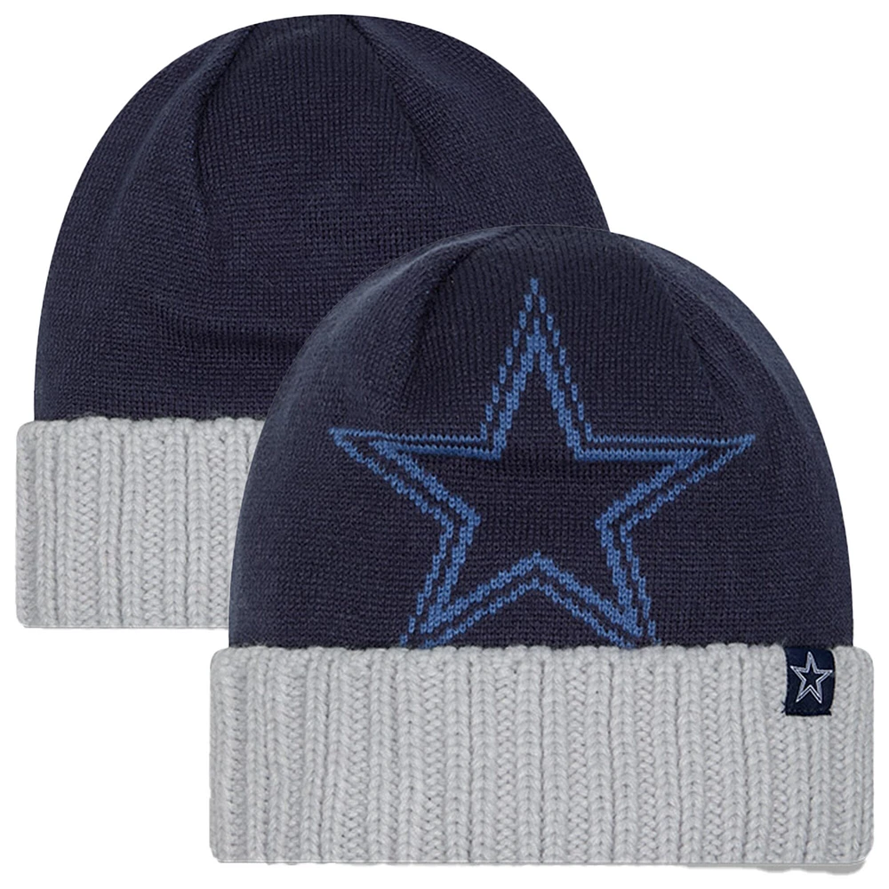 Bonnet en tricot à revers surdimensionné bleu marine Dallas Cowboys de New Era pour tout-petit