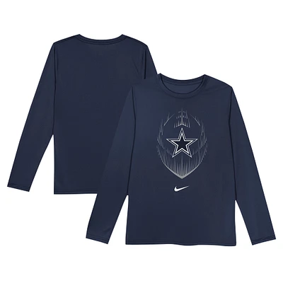 T-shirt à manches longues Nike bleu marine Dallas Cowboys Legend Icon pour tout-petit