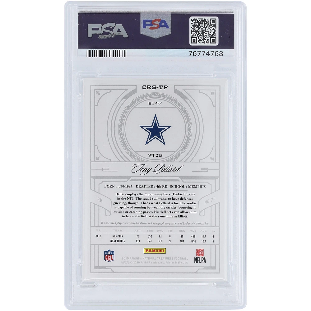 Tony Pollard Dallas Cowboys Autographed 2019 Panini National Treasures Crossover RPA #CRS-TP #5/99 PSA Authenticated 10 Rookie Card