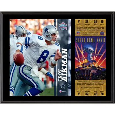 Troy Aikman Dallas Cowboys 12'' x 15'' Super Bowl XXVII plaque avec billet réplique