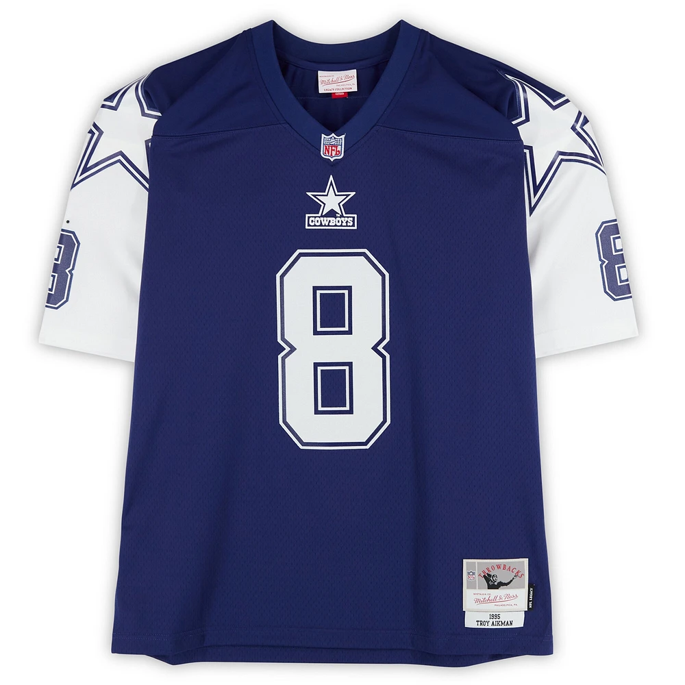 Maillot Mitchell & Ness Navy Legacy 1995 autographié par Troy Aikman des Cowboys de Dallas