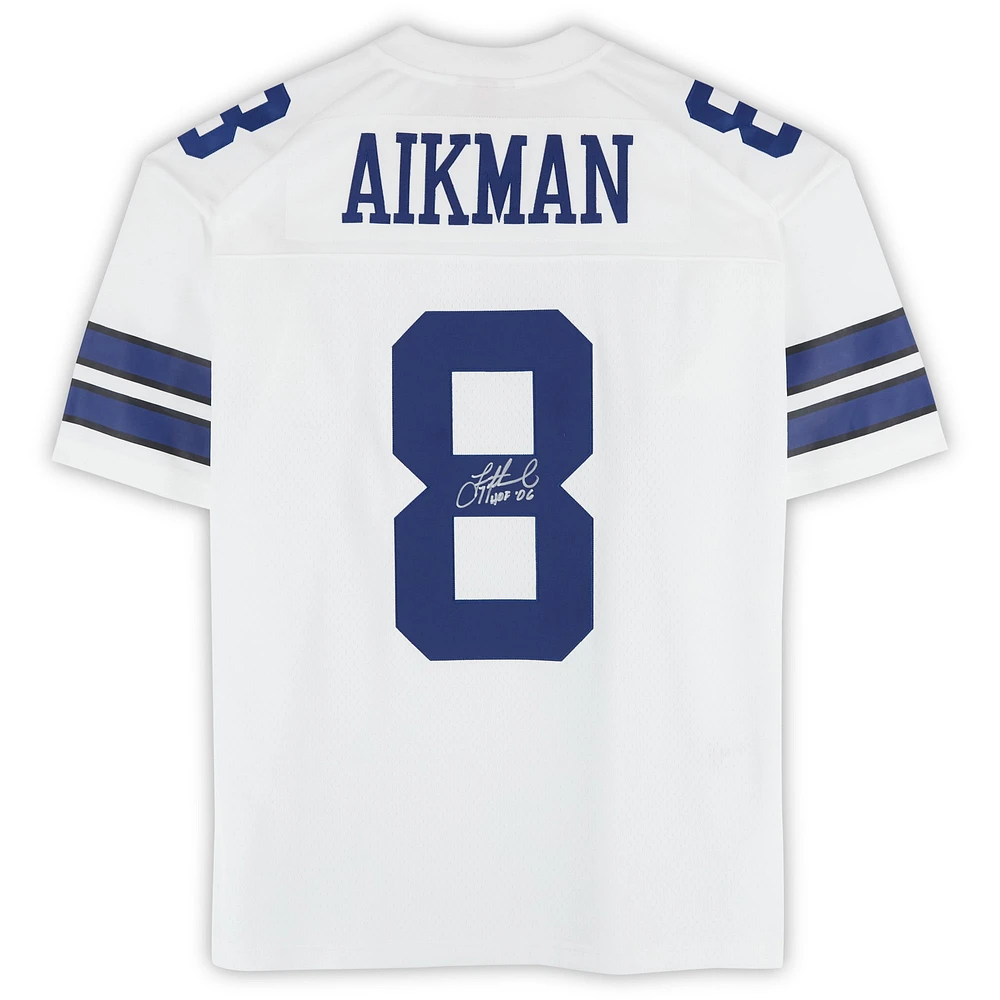 Troy Aikman Dallas Cowboys Autographed Mitchell & Ness White Legacy Jersey with "HOF 06" Inscription