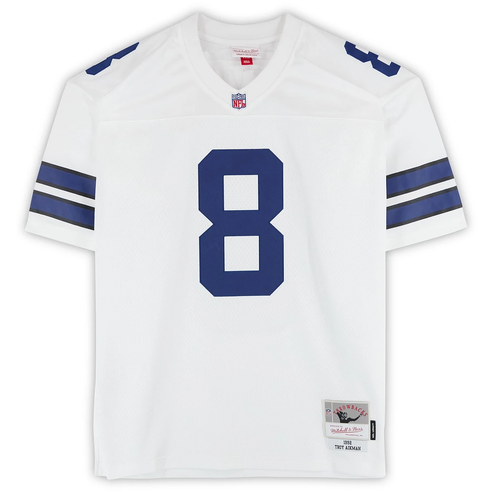 Troy Aikman Dallas Cowboys Autographed Mitchell & Ness White Legacy Jersey with "HOF 06" Inscription