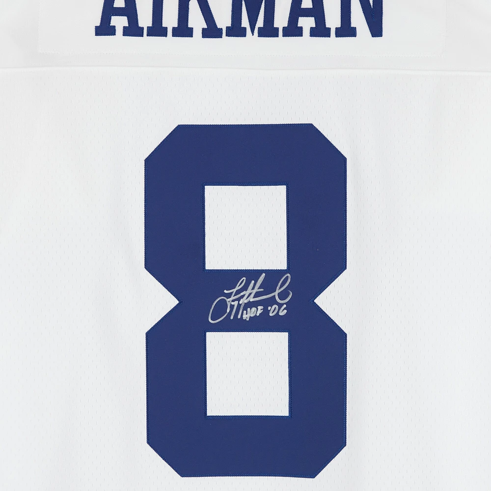 Troy Aikman Dallas Cowboys Autographed Mitchell & Ness White Legacy Jersey with "HOF 06" Inscription