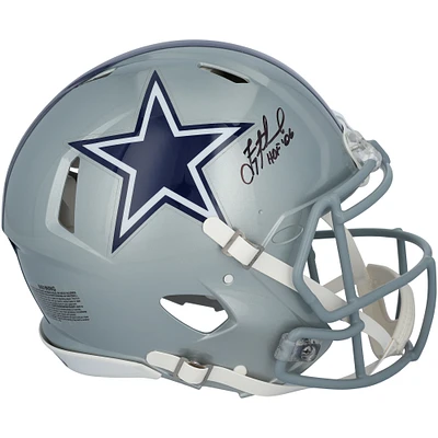 Casque Riddell Speed ​​authentique autographié par Troy Aikman des Cowboys de Dallas avec inscription « HOF 06 »