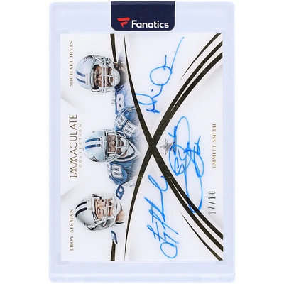 Troy Aikman, Emmitt Smith & Michael Irvin Dallas Cowboys Autographed 2015 Panini Immaculate Triple Auto #I3A-DAL #7/10 Card