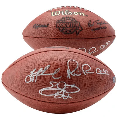 Troy Aikman Emmitt Smith & Michael Irvin Dallas Cowboys Autographed Wilson Super Bowl XXVIII Pro Football