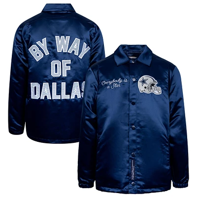 Veste d'entraîneur réfléchissante unisexe By Way of Dallas Navy Cowboys