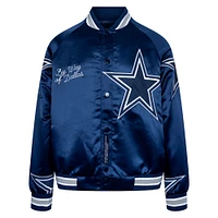 Unisex By Way of Dallas  Navy Cowboys Reflective Star Satin Varsity Full-Snap Jacket