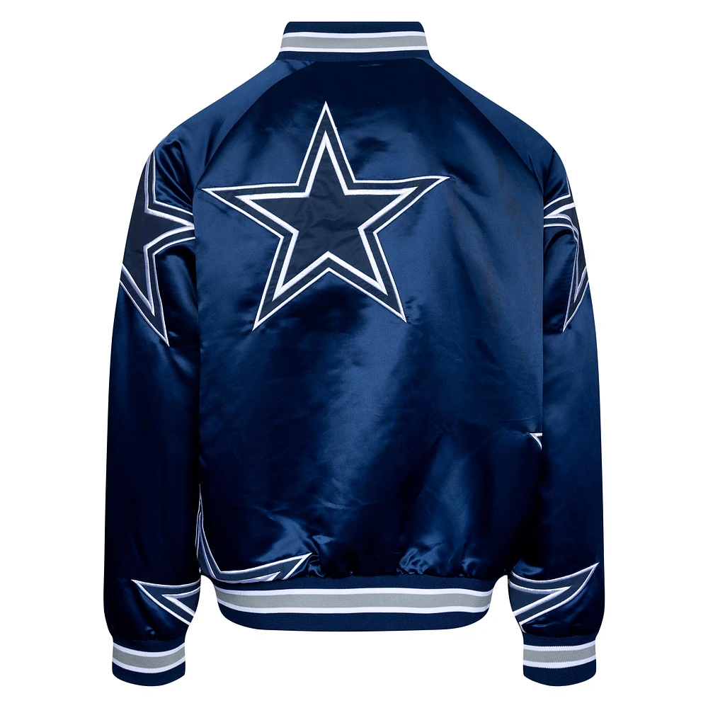 Unisex By Way of Dallas  Navy Cowboys Reflective Star Satin Varsity Full-Snap Jacket