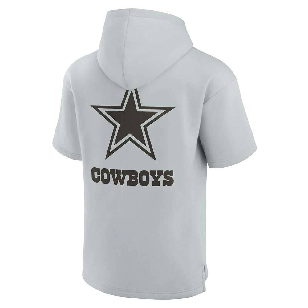 Unisex Fanatics Gray Dallas Cowboys Elements Super Soft Fleece Short Sleeve Pullover Hoodie