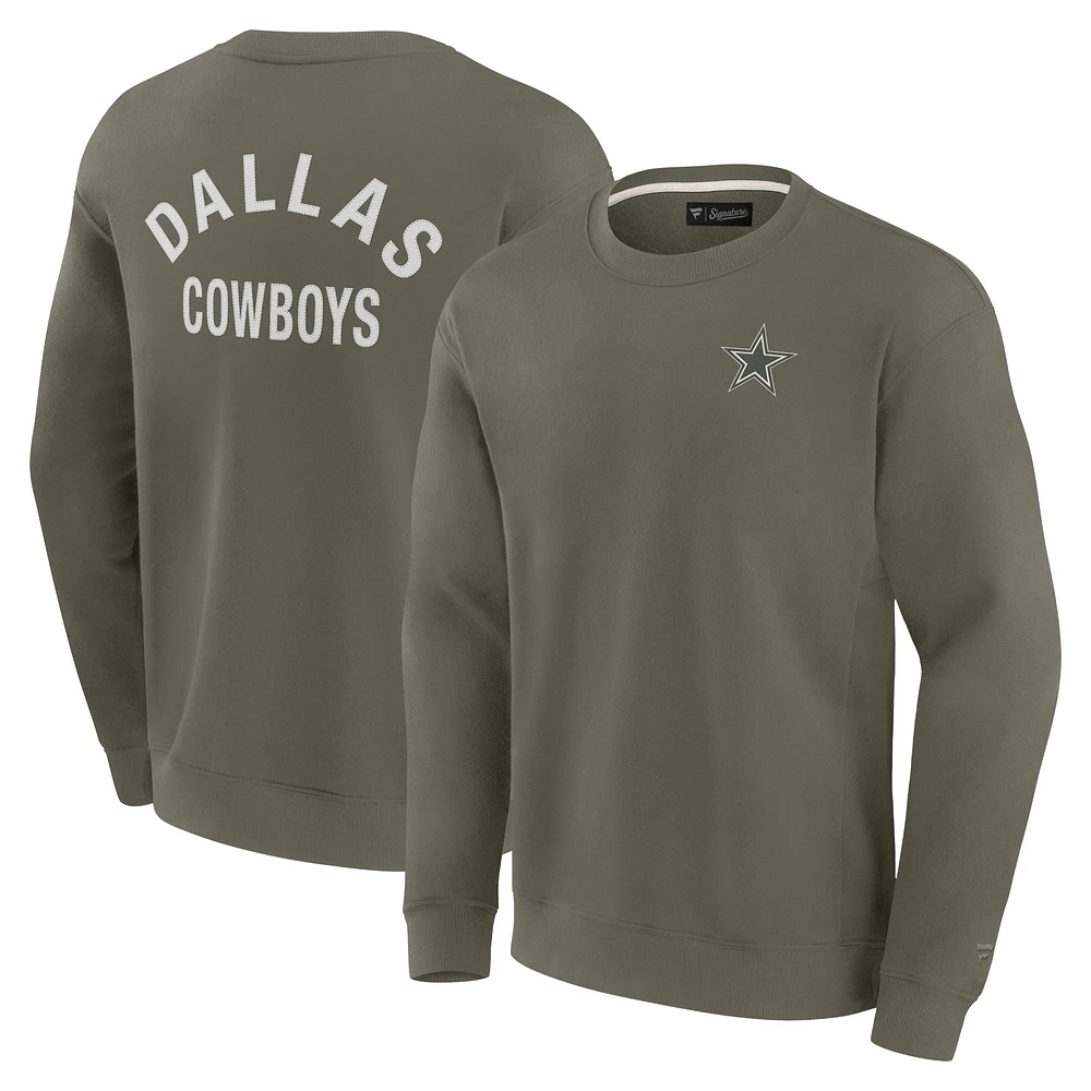 Unisex Fanatics Olive Dallas Cowboys Super Soft Pullover Crew Sweatshirt