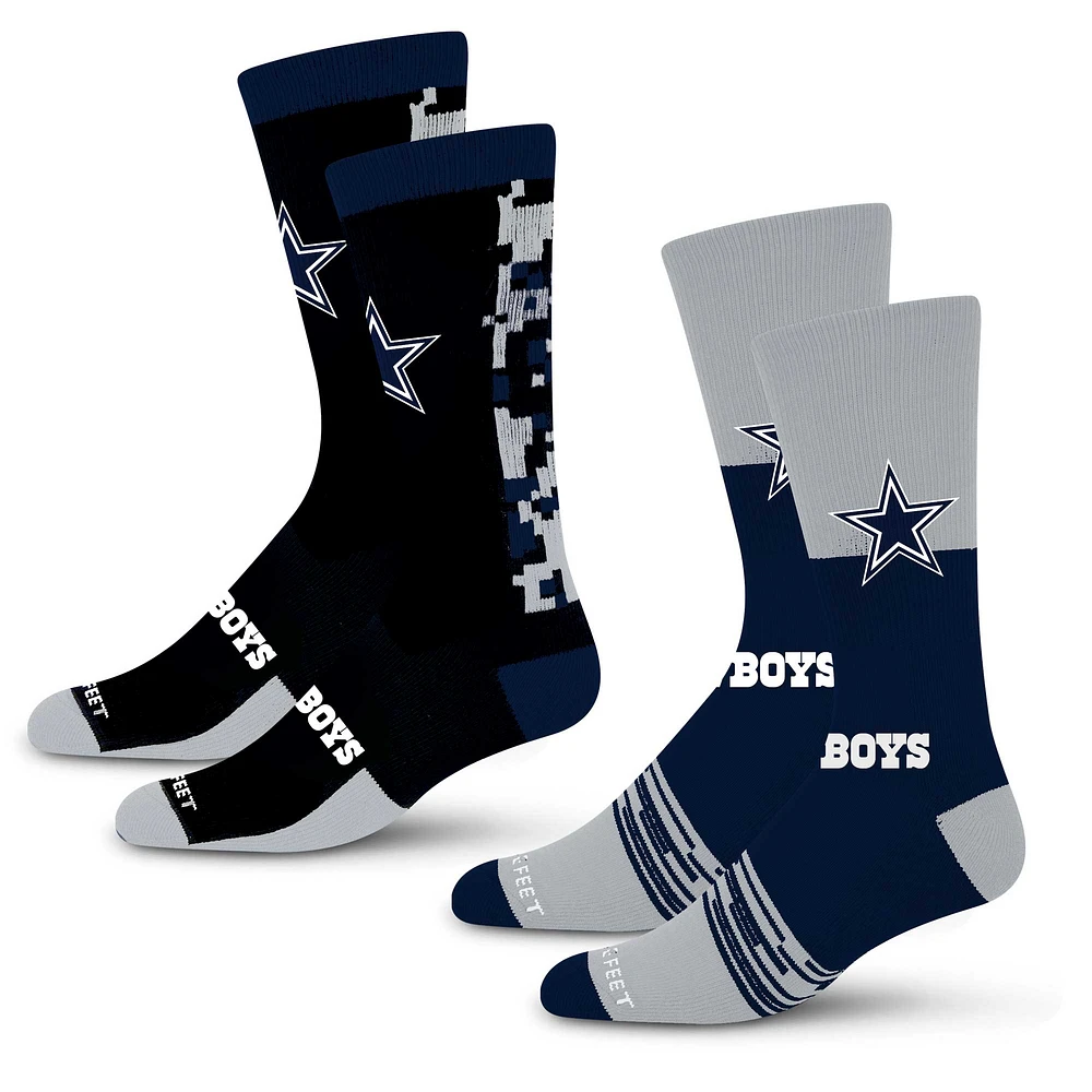 Unisex For Bare Feet Dallas Cowboys Digi Split Crew Socks 2-Pack Set