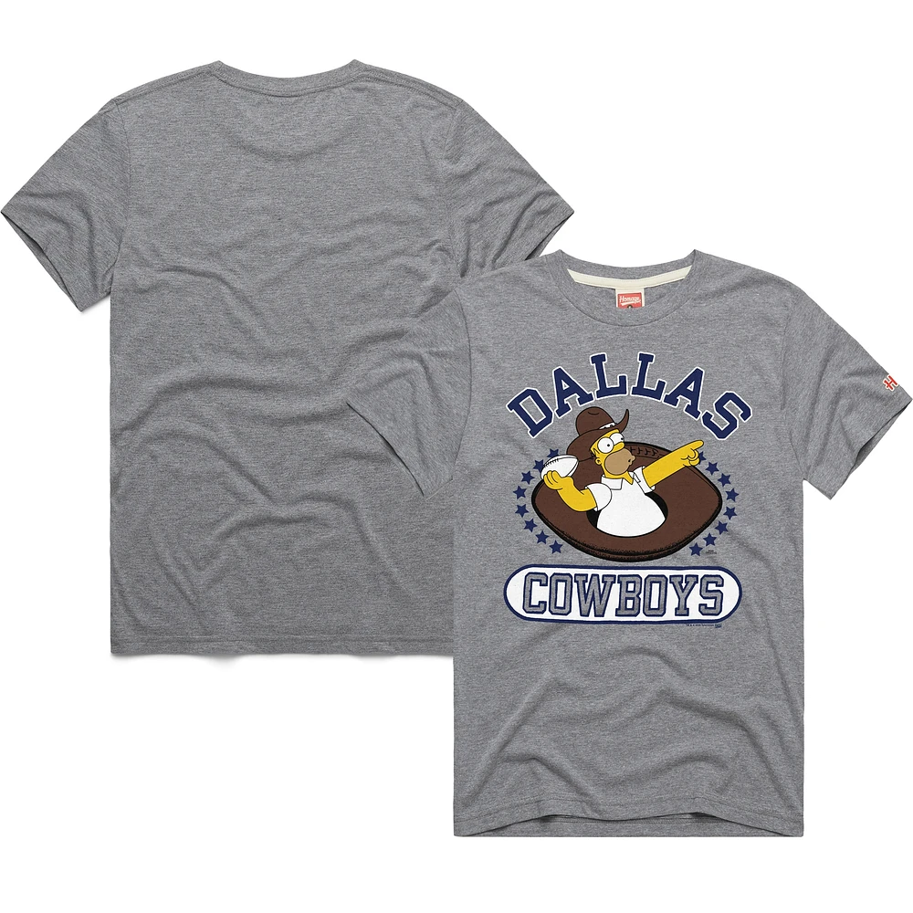 T-shirt unisexe gris hommage à Homer Simpson Dallas Cowboys x The Simpsons Tri-Blend