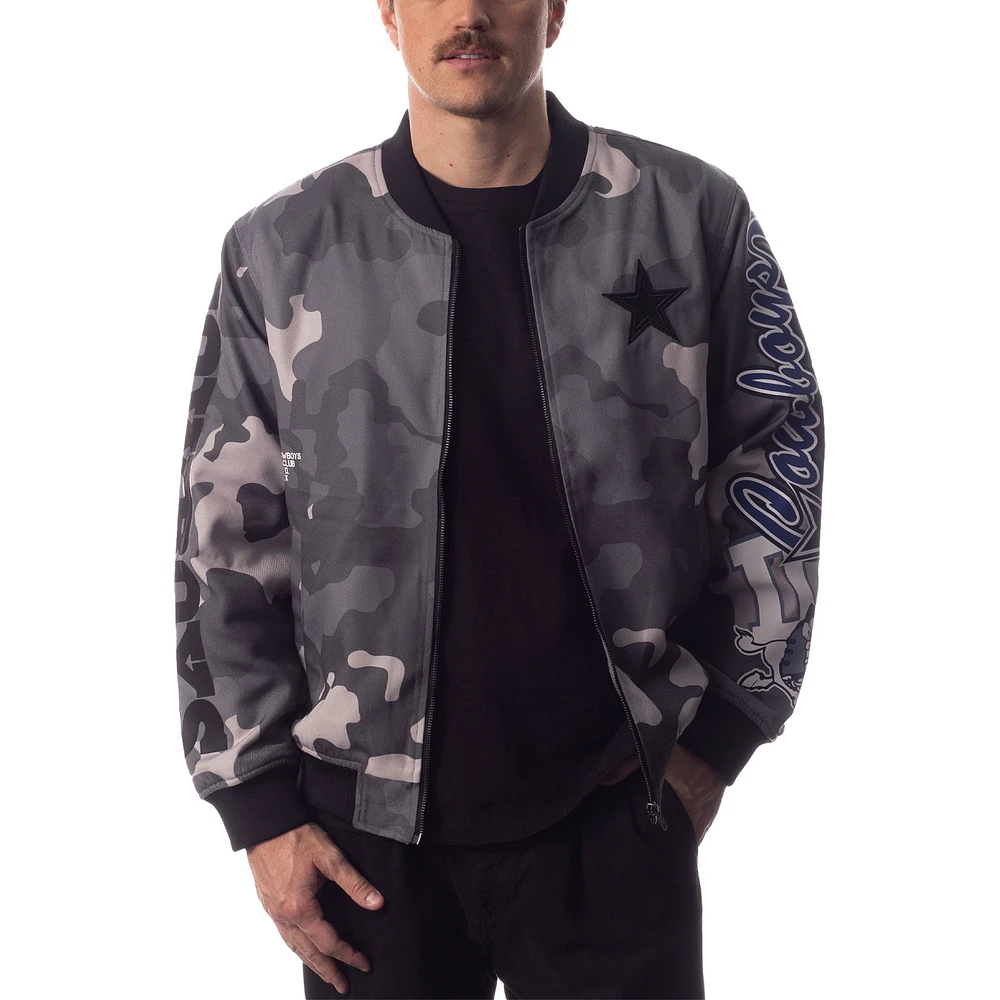 Blouson aviateur camouflage unisexe The Wild Collective gris Dallas Cowboys