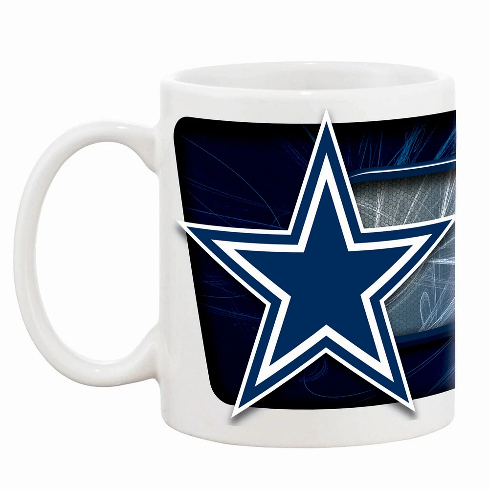 Cowboys de Dallas blancs 11oz. Tasse à café sublimée-