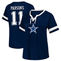 Women's Fanatics Micah Parsons Navy Dallas Cowboys Plus Name & Number Lace-Up T-Shirt