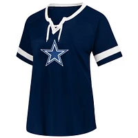 Women's Fanatics Micah Parsons Navy Dallas Cowboys Plus Name & Number Lace-Up T-Shirt