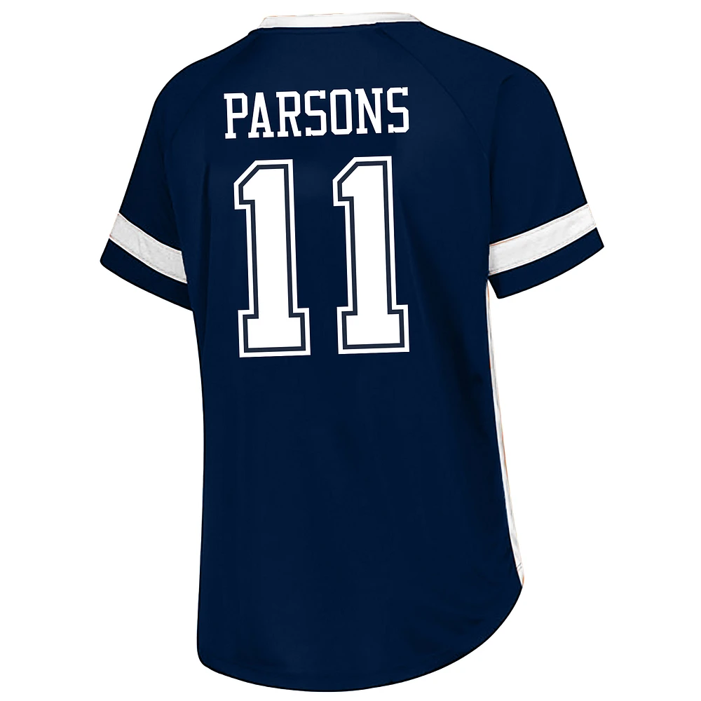 Women's Fanatics Micah Parsons Navy Dallas Cowboys Plus Name & Number Lace-Up T-Shirt