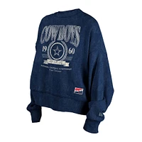 Sweat-shirt à enfiler bleu marine Dallas Cowboys Throwback Distressed Boxy pour femme de New Era