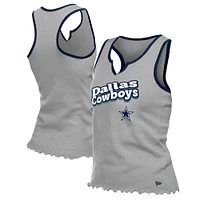 Débardeur tri-mélange à ourlet ondulé et col cranté pour femme New Era Silver Dallas Cowboys