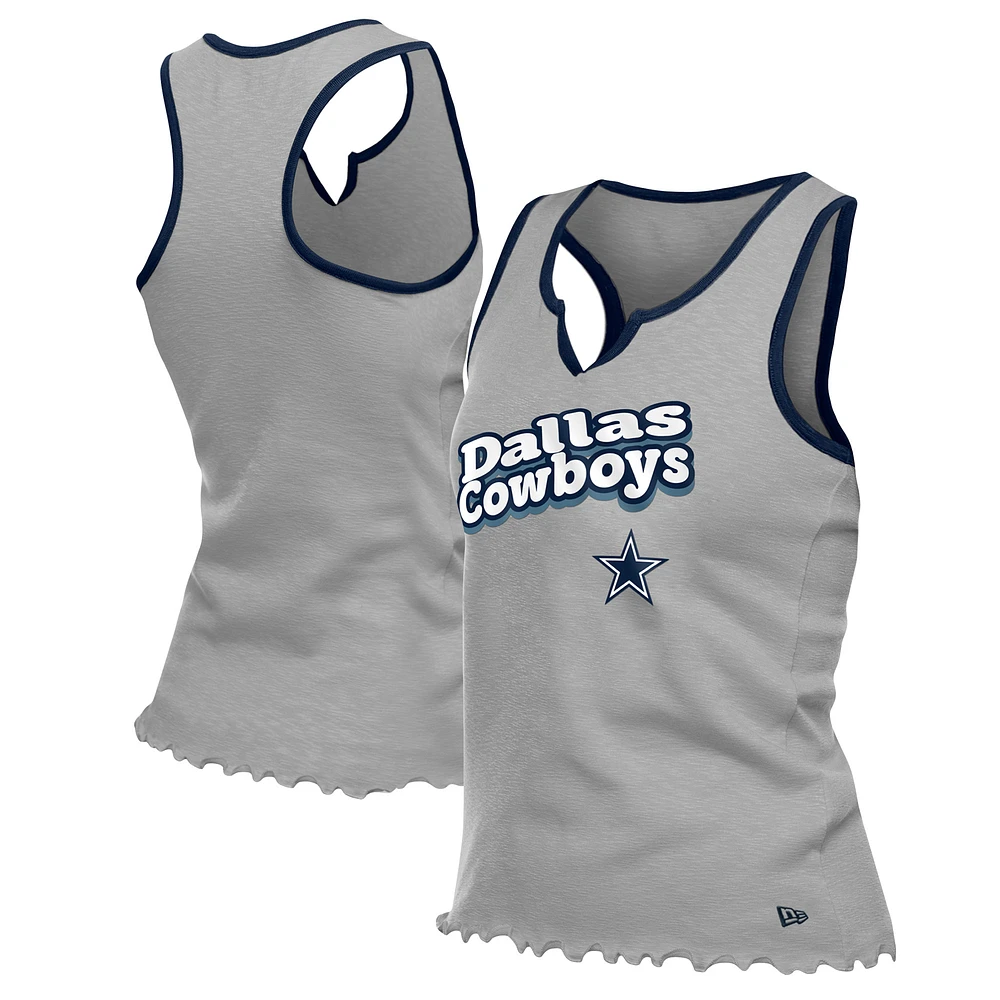 Débardeur tri-mélange à ourlet ondulé et col cranté pour femme New Era Silver Dallas Cowboys