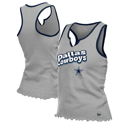Débardeur tri-mélange à ourlet ondulé et col cranté pour femme New Era Silver Dallas Cowboys