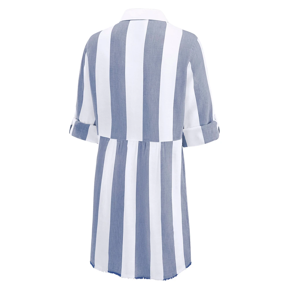 Women's Tommy Bahama  Navy/White Dallas Cowboys Rugby Beach Stripe Button-Up Tunic