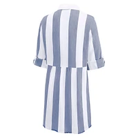Women's Tommy Bahama  Navy/White Dallas Cowboys Rugby Beach Stripe Button-Up Tunic