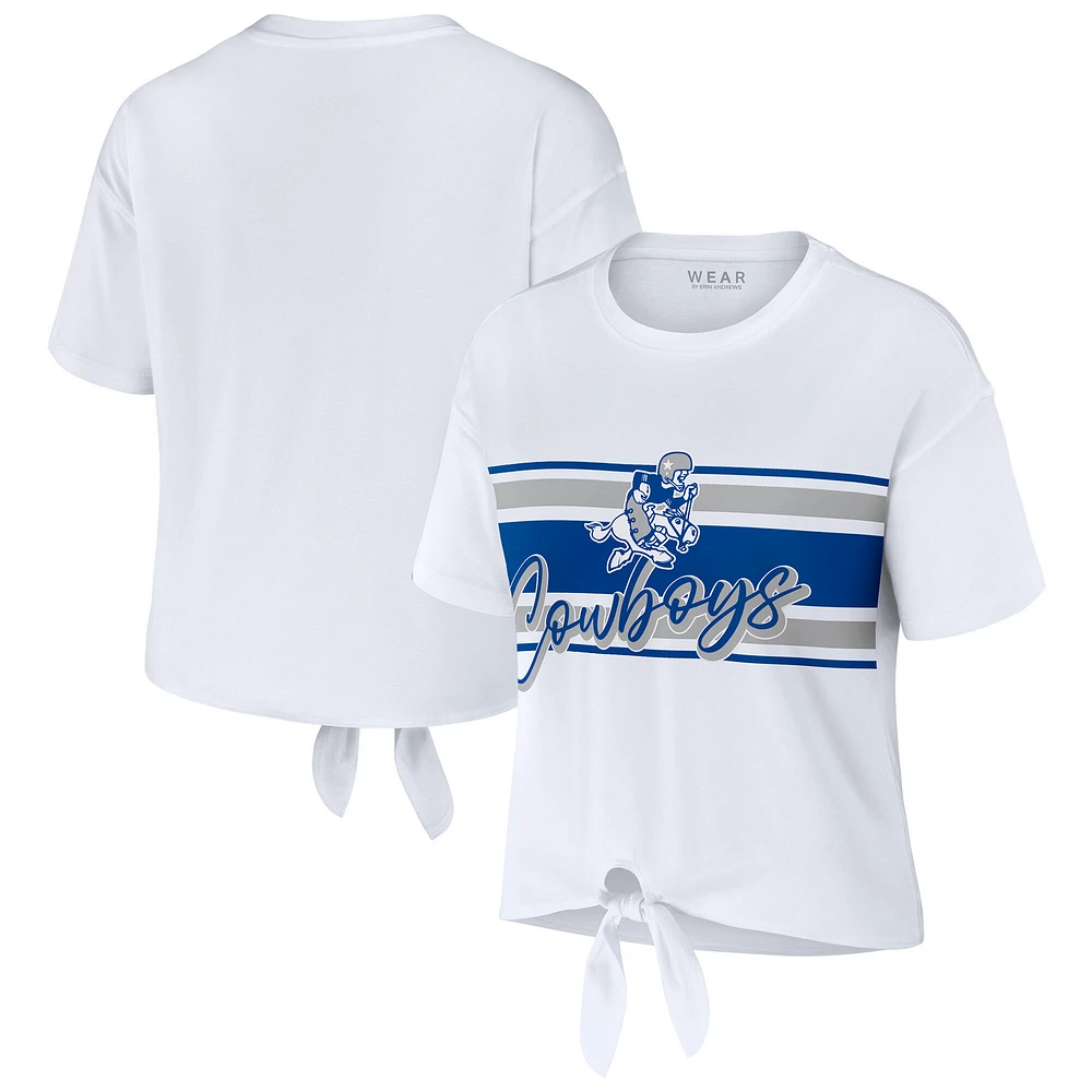 T-shirt rétro à nouer devant blanc Dallas Cowboys pour femme WEAR by Erin Andrews