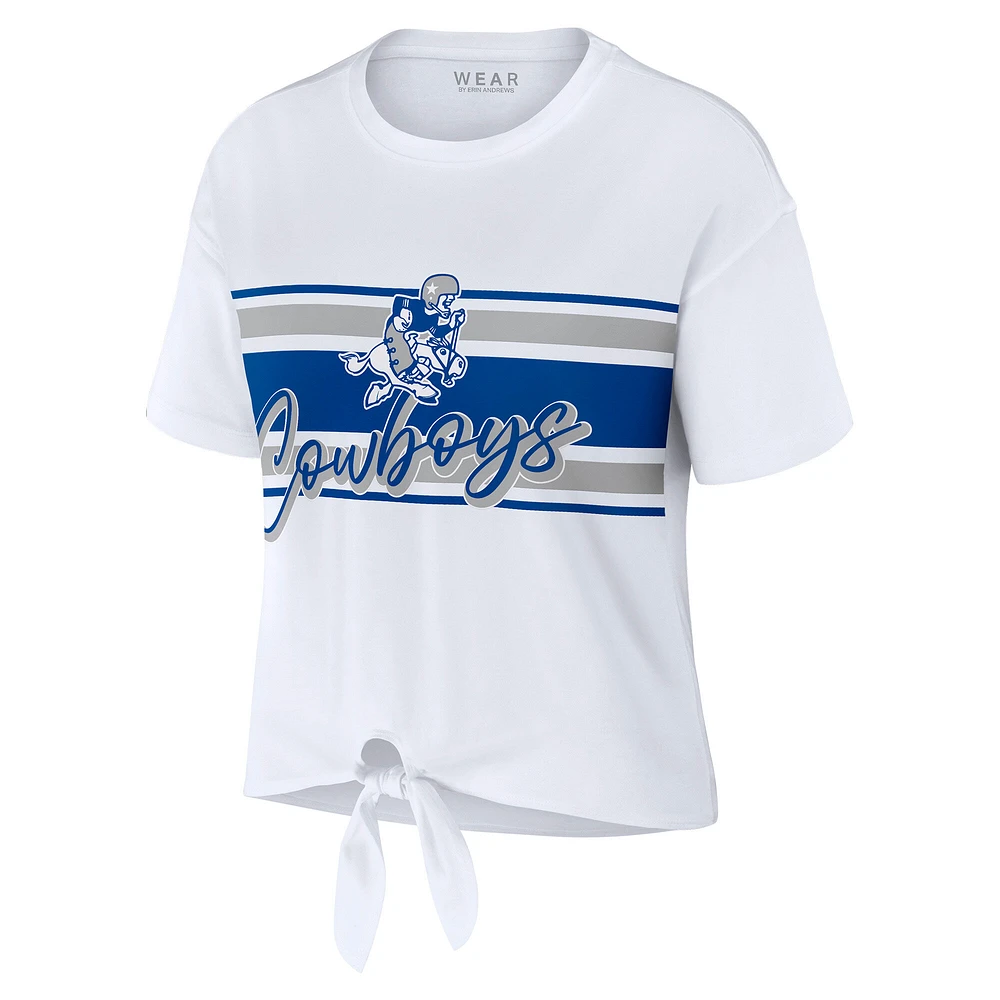 Women's WEAR by Erin Andrews  White Dallas Cowboys Front Tie Retro T-Shirt