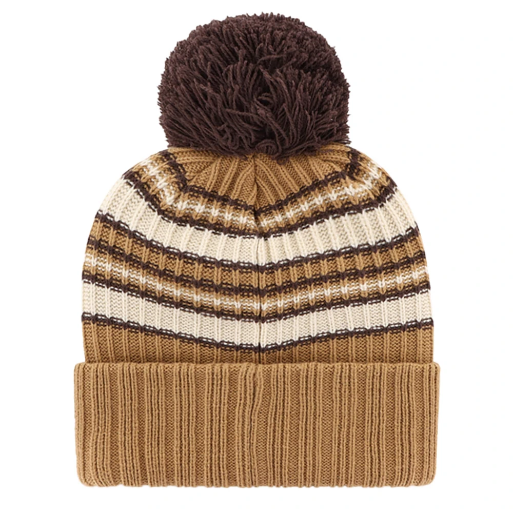 Bonnet en tricot à revers expresso marron Dallas Cowboys '47 pour femme avec pompon