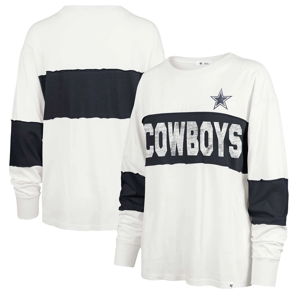 Women's '47 Cream Dallas Cowboys Clubhouse Pride Taylor Long Sleeve T-Shirt