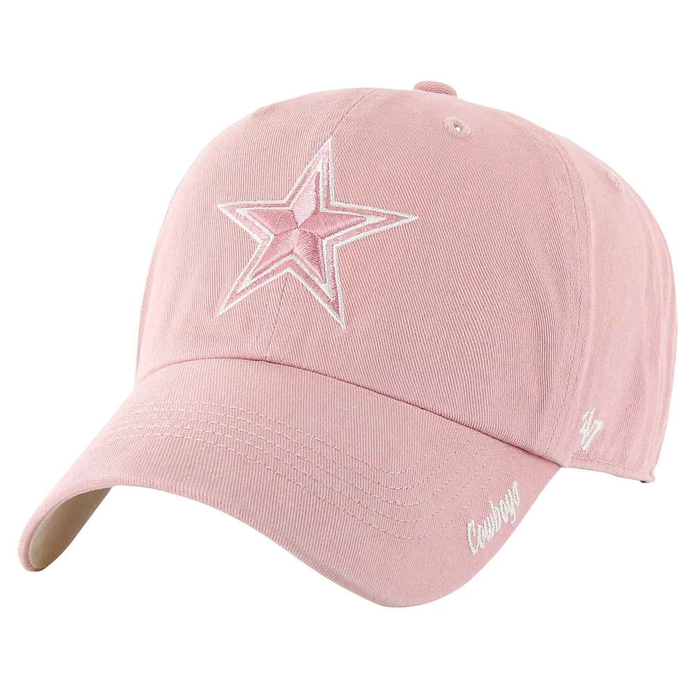 Women's '47 Pink Dallas Cowboys Ballpark Cheer Dusty Rose Clean Up Adjustable Hat