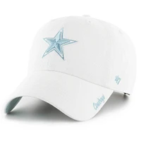 Chapeau réglable '47 blanc Dallas Cowboys Ballpark Cheer Clean Up pour femmes