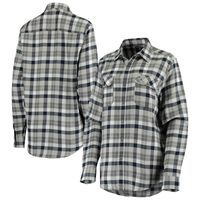 Women's Antigua Navy/Gray Dallas Cowboys Instinct Flannel Long Sleeve  Button-Up Shirt