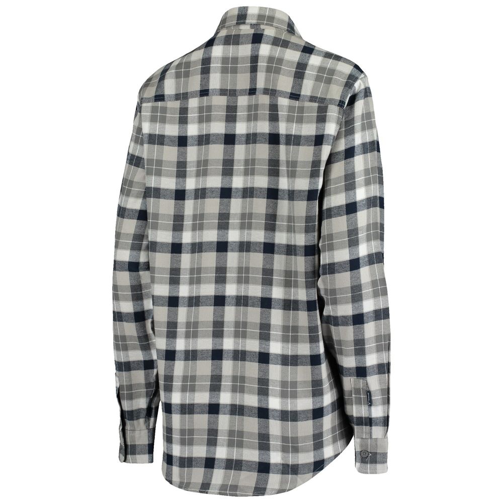 Antigua Women's Antigua Navy/Gray Dallas Cowboys Instinct Flannel Long  Sleeve Button-Up Shirt