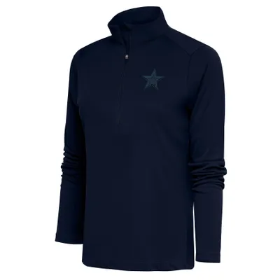 Dallas Cowboys Antigua Women's Tonal Logo Tribute Half-Zip Top - Navy