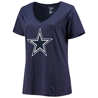 Women's CeeDee Lamb Navy Dallas Cowboys Plus Fair Catch Name & Number V-Neck T-Shirt