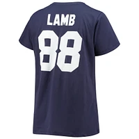 T-shirt à col en V pour femmes CeeDee Lamb Navy Dallas Cowboys, taille plus Fair Catch, nom et numéro