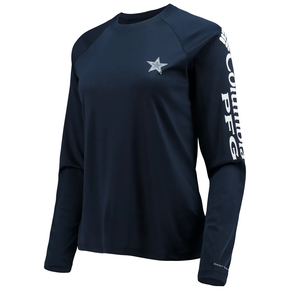 T-shirt à manches longues raglan omnicolore Tidal Dallas Cowboys Columbia pour femme, bleu marine/blanc