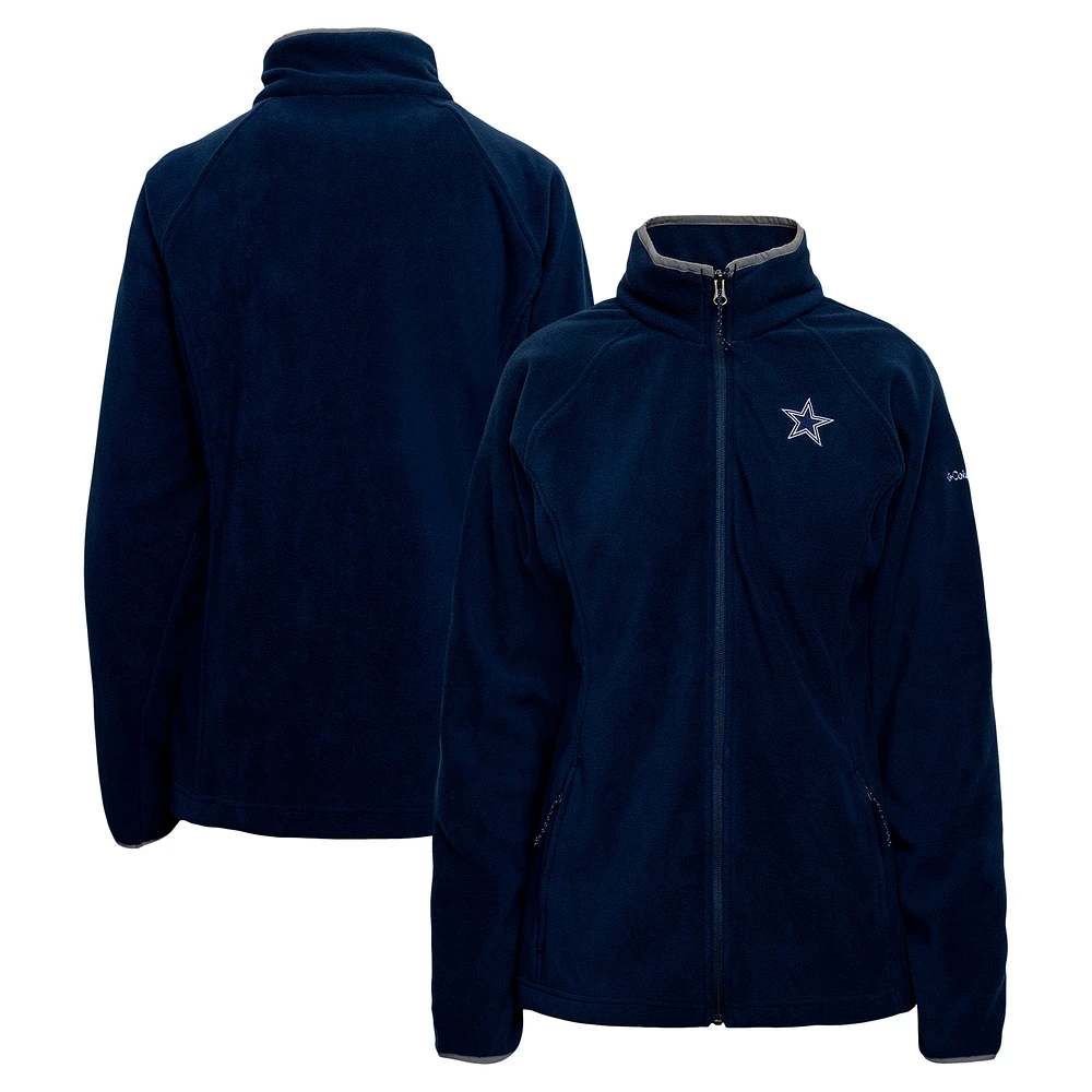 Women's Columbia Navy Dallas Cowboys Give and Go III Fleece Raglan Full-Zip Jacket