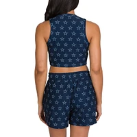 Ensemble de nuit Concepts Sport Dallas Cowboys Gauge pour femmes, débardeur court et short imprimé sur toute la surface